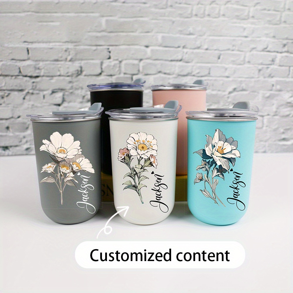 Coffee Equipment With Name - Custom Name Vintage White Floral Stainless