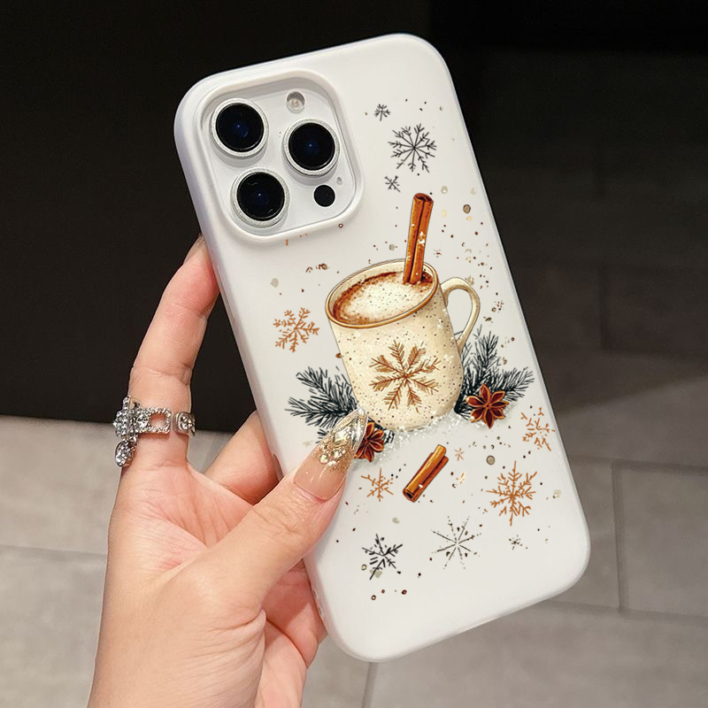 Coffee X - Winter Cartoon Coffee Snowflakes Pattern Phone