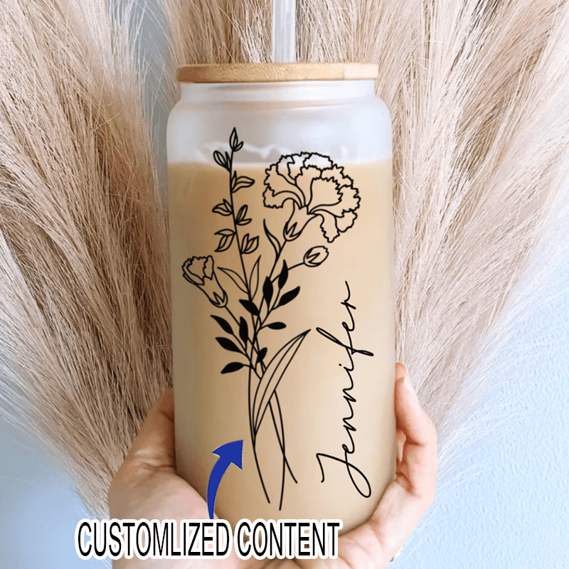 Coffee Equipment With Name - Personalized Customization Name: Reusable Frosted Glass