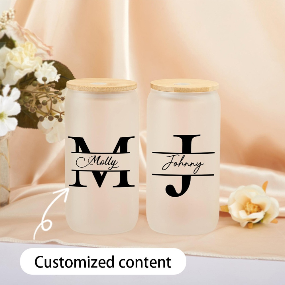 Coffee Equipment With Name - Custom Initial Name Frosted Glass Can