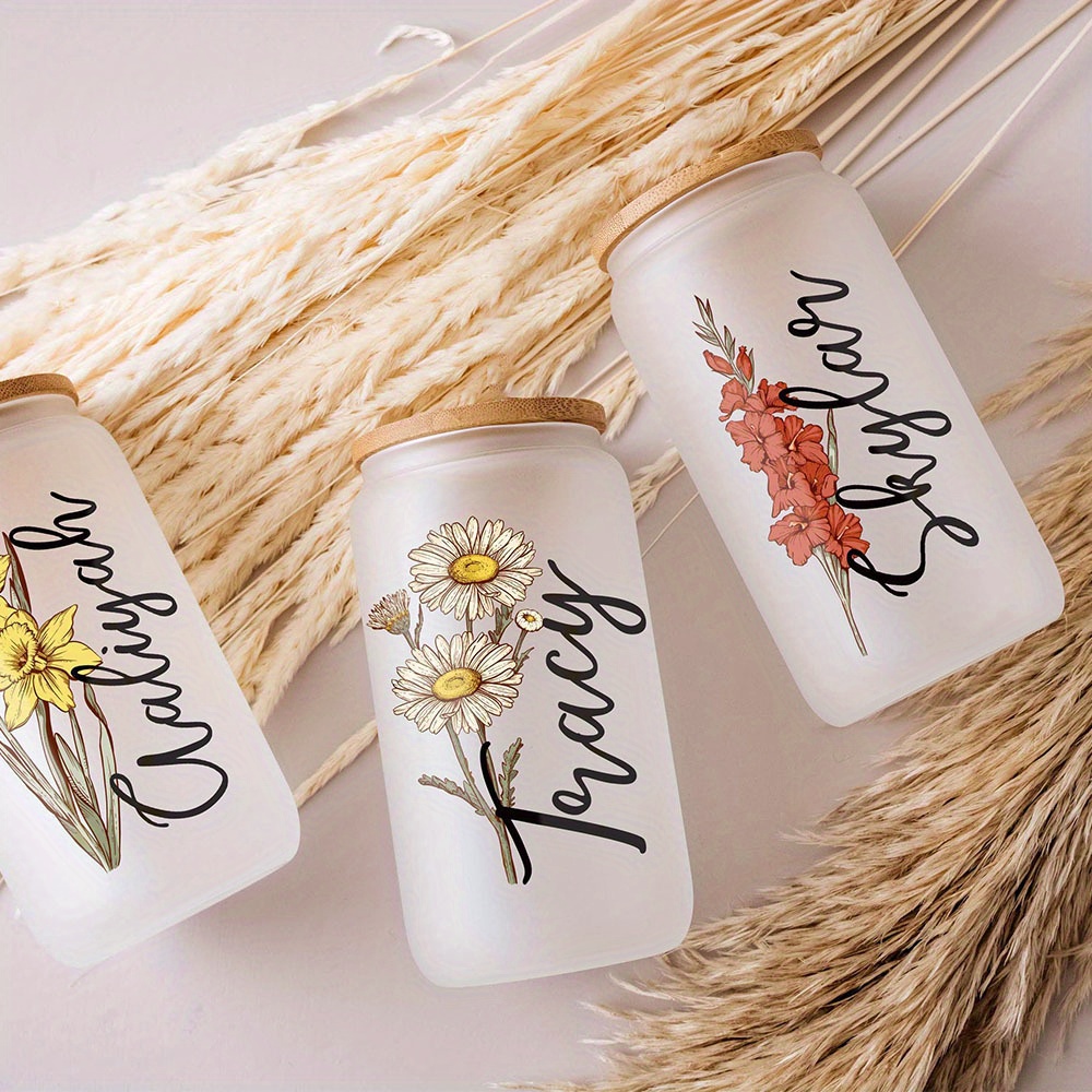 Custom Birth Flower Name Glass - Coffee Equipment With Name 评论和价格