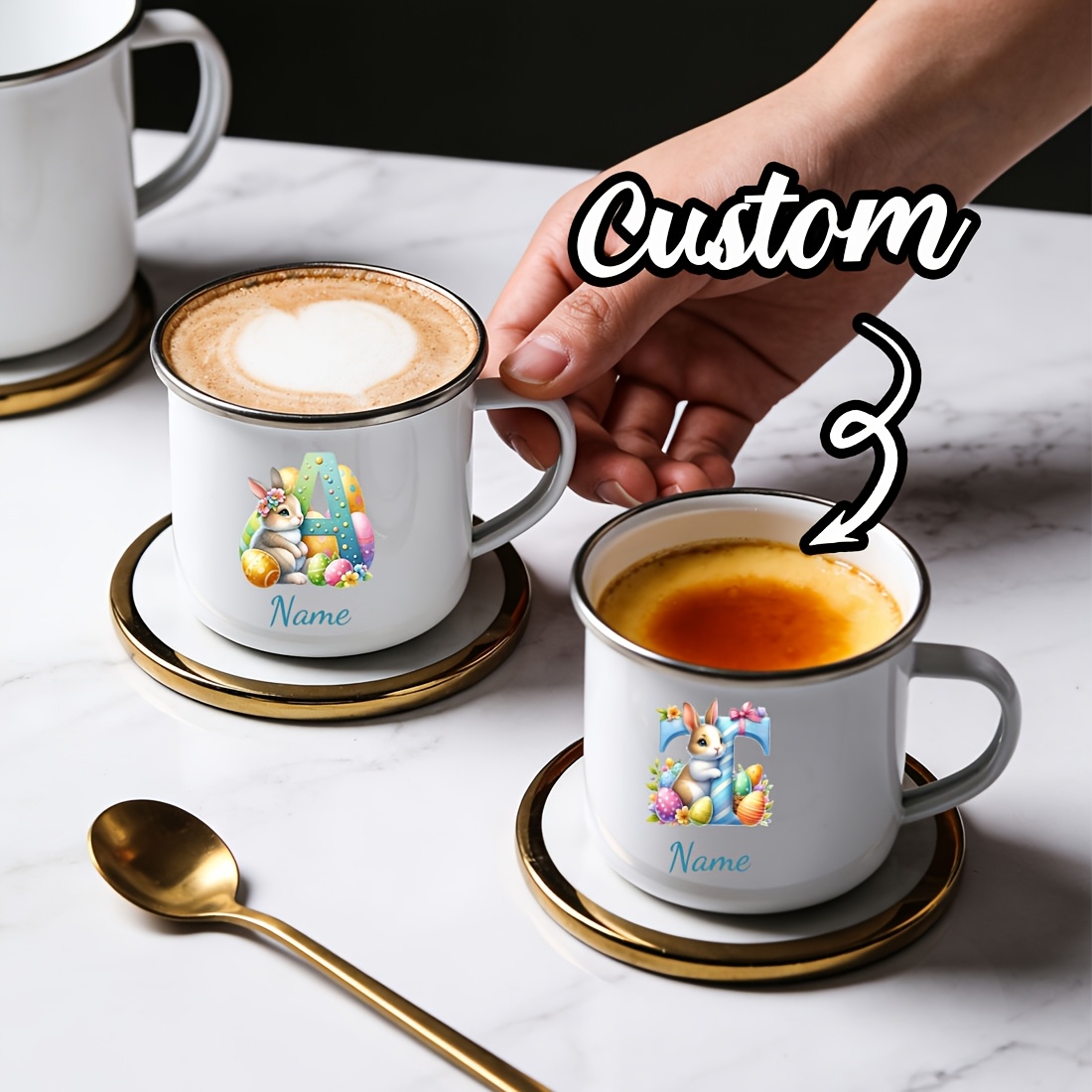 Personalized Mug Floral Initia - Coffee Equipment With Name 评论和价格