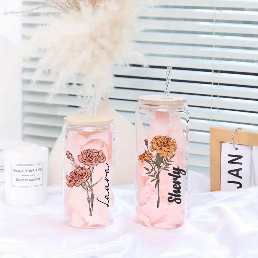 Personalized Floral Daisy Glas - Coffee Equipment With Name 评论和价格
