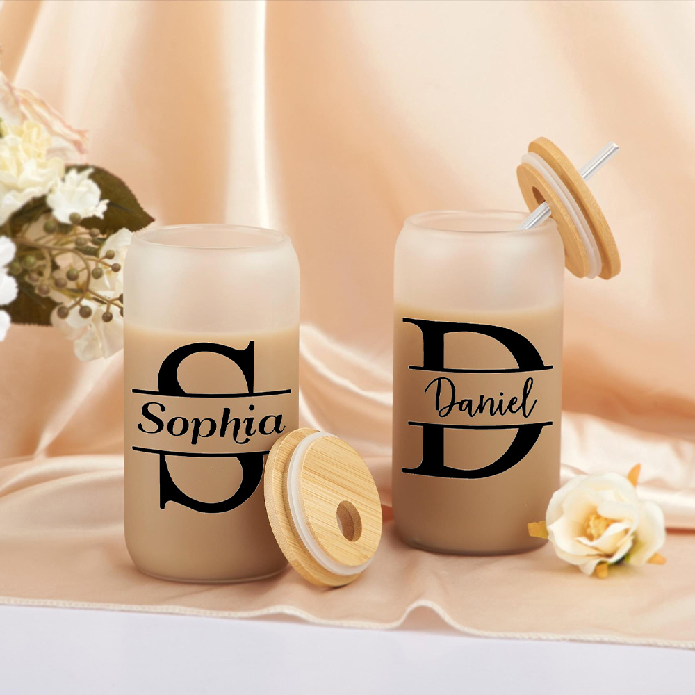 Custom Initial Name Frosted Gl - Coffee Equipment With Name 评论和价格