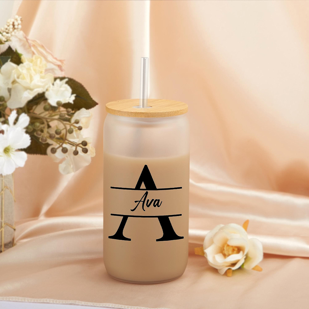 Custom Initial Name Frosted Gl - Coffee Equipment With Name 评论和价格