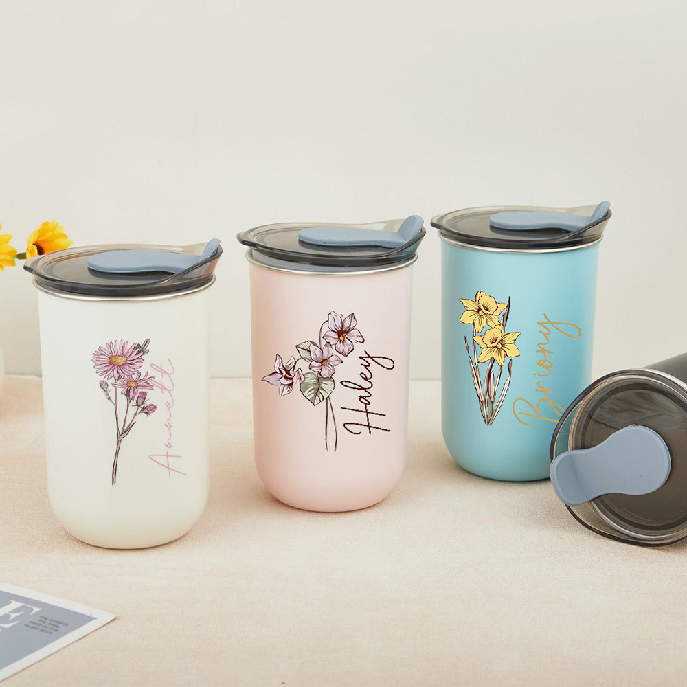 Custom Birth Flower Stainless  - Coffee Equipment With Name 评论和价格